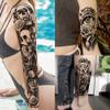 20 Sheets Black Lion Leopard Full Arm Temporary Tattoos For Men Adults Thigh, Floral Forest Wolf Skull Skeleton Eagle Maori Turtle Totem Fake Sleeve Tattoos For Women, Halloween Tattoo Stickers Flower view 4