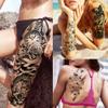 20 Sheets Sexy Rose Flower Full Arm Temporary Tattoos For Women Adults Thigh, Black Tribal Eye Gear Peony Florals Eye Compass Clock Fake Sleeve Tattoos For Women, 3D Halloween Tattoo Stickers view 2