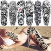 20 Sheets Sexy Rose Flower Full Arm Temporary Tattoos For Women Adults Thigh, Black Tribal Eye Gear Peony Florals Eye Compass Clock Fake Sleeve Tattoos For Women, 3D Halloween Tattoo Stickers view 4