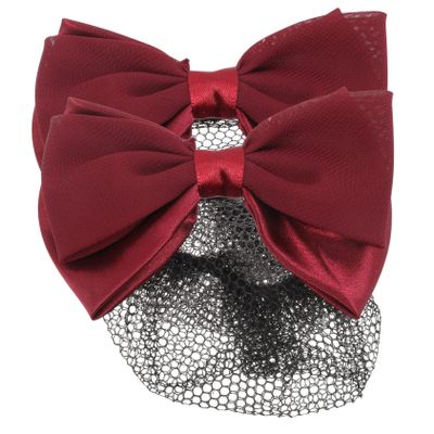 DEARMAMY 2pcs Hair Bun Extensions for Women Hair Nets Bowknot Covers Nurse Bun Net Barrette
