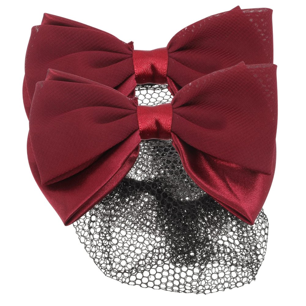 DEARMAMY 2pcs Hair Bun Extensions for Women Hair Nets Bowknot Covers Nurse Bun Net Barrette