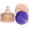 2 Pack Extra Large 5.2" Beige & Purple Powder Puffs and 5.3" Glass Container  Oversized Soft Body & Face Large Powder Puff Dusting Powder Jar Holder Case(Amber Glass) view 1
