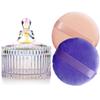 2 Pack Extra Large 5.2" Beige & Purple Powder Puffs and 5.3" Glass Container  Oversized Soft Body & Face Large Powder Puff Dusting Powder Jar Holder Case(Dazzling colors Glass) view 1