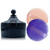 2 Pack Extra Large 5.2" Beige & Purple Powder Puffs and 5.3" Glass Container  Oversized Soft Body & Face Large Powder Puff Dusting Powder Jar Holder Case(Black Glass) view 1