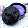 2 Pack Extra Large 5.2" Beige & Purple Powder Puffs and 5.3" Glass Container  Oversized Soft Body & Face Large Powder Puff Dusting Powder Jar Holder Case(Black Glass) view 2