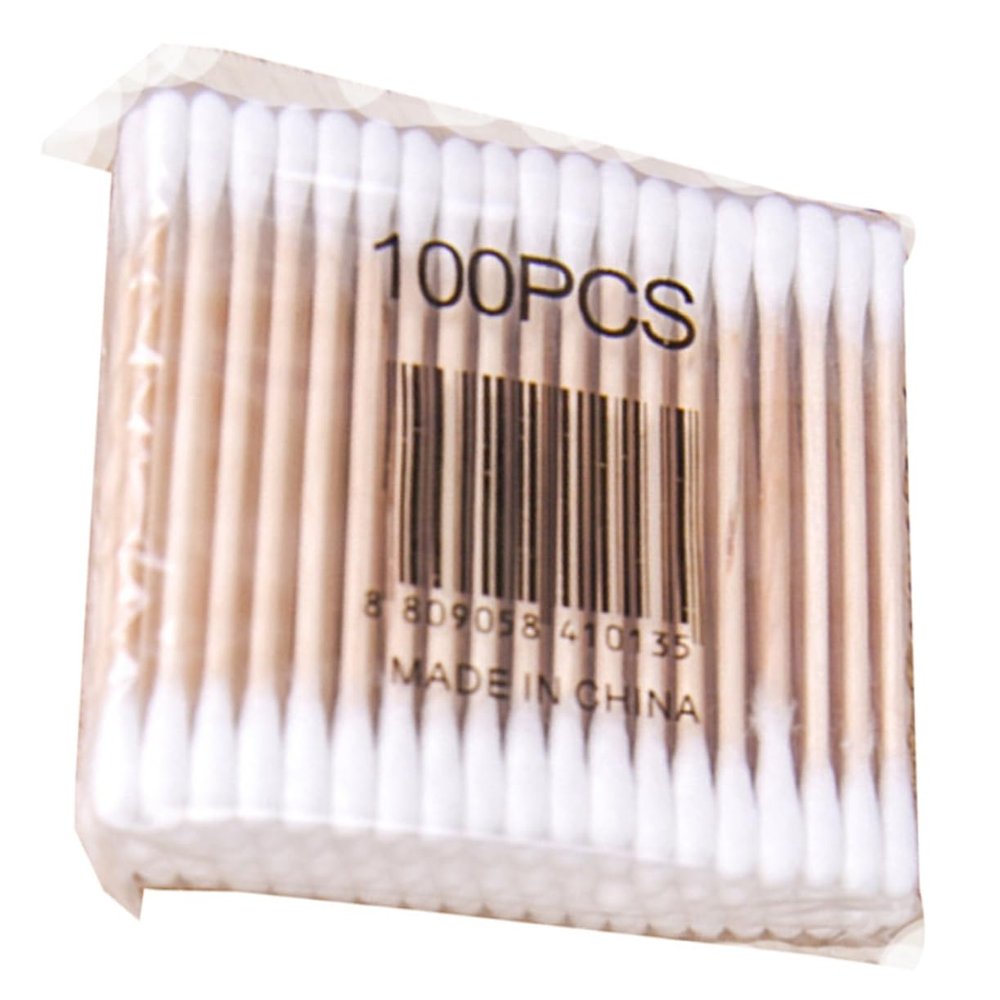 Ipetboom 100pcs Eco-friendly Wooden Stick Cotton Swabs Double-ended for Face Body Use