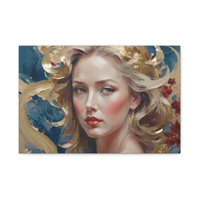 Forhera Design Luxury woman face painting, Open eyes woman art, Abstract feminine portrait, Elegant female oil painting
