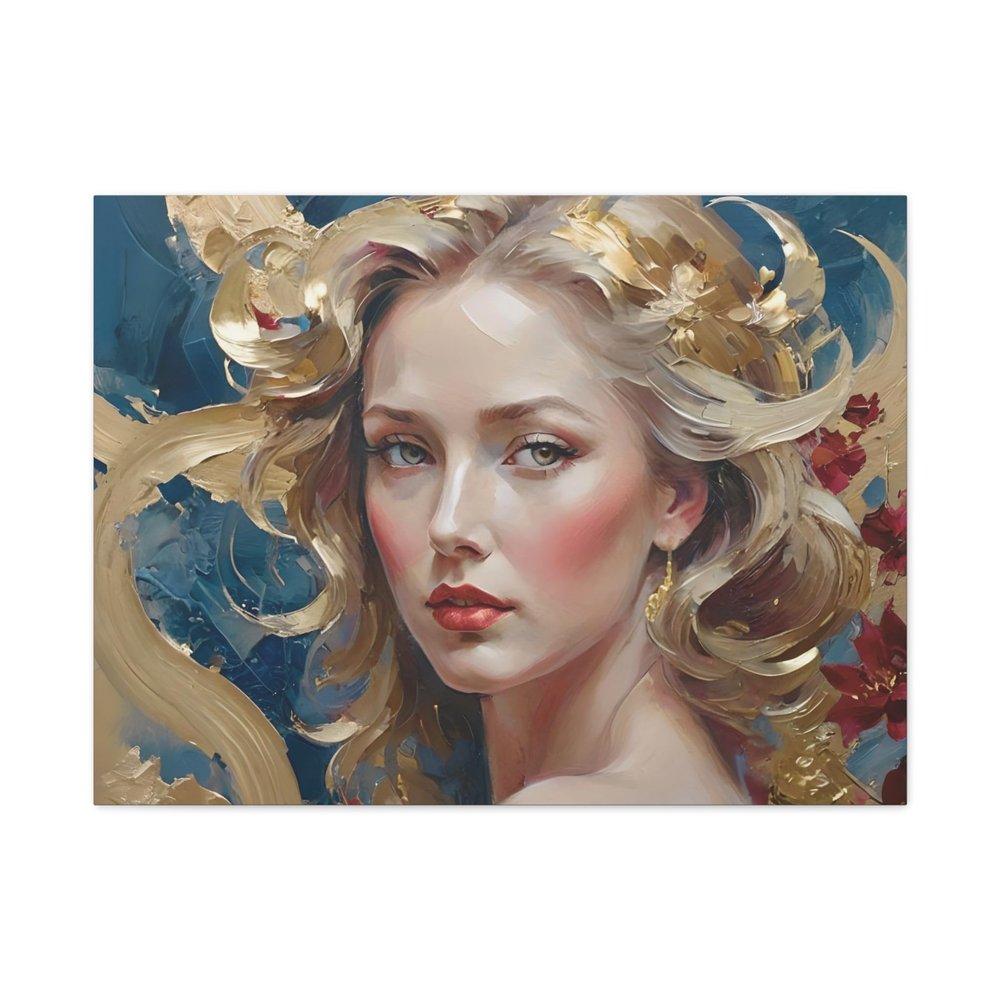 Forhera Design Luxury woman face painting, Open eyes woman art, Abstract feminine portrait, Elegant female oil painting