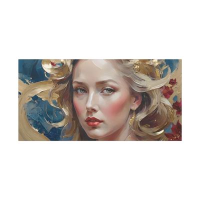 Forhera Design Luxury woman face painting, Open eyes woman art, Abstract feminine portrait, Elegant female oil painting