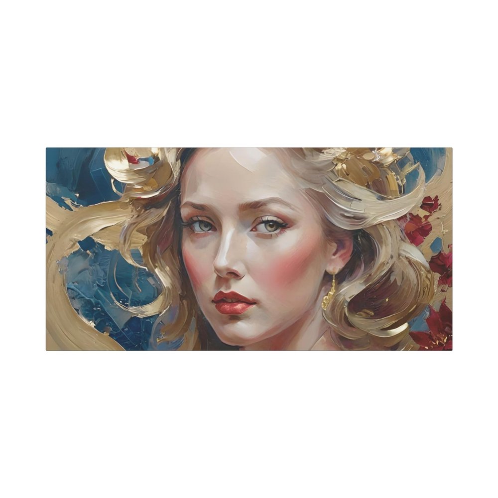Forhera Design Luxury woman face painting, Open eyes woman art, Abstract feminine portrait, Elegant female oil painting
