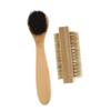 EXAOMBLE 2pcs Wooden Cleaning Brushes Natural Pig Bristle Hand Scrubbing Brush for Nails and Face Lightweight and Portable for Home and Travel Use Light Brown view 1
