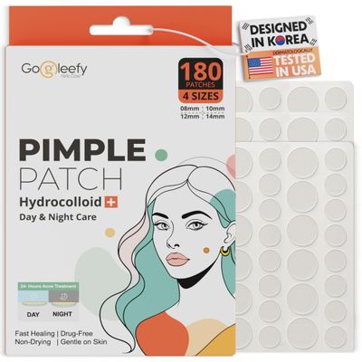GoGleefy Pimple Patches for Face  Day & Night Acne Patches for Fast Healing, Skin Clarity  Invisible Hydrocolloid Patches, Waterproof Spot Treatment  All Skin Types Zit Patches of 60/120/180