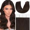Anrosa 22 Inch Tape-in Hair Extensions Human Hair Light Dark Brown #2A 50G 20Pcs Straight 100% Remy Seamless Skin Weft Invisible Double Sided Tape Hair for Women view 1