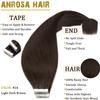 Anrosa 22 Inch Tape-in Hair Extensions Human Hair Light Dark Brown #2A 50G 20Pcs Straight 100% Remy Seamless Skin Weft Invisible Double Sided Tape Hair for Women view 2