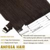 Anrosa 22 Inch Tape-in Hair Extensions Human Hair Light Dark Brown #2A 50G 20Pcs Straight 100% Remy Seamless Skin Weft Invisible Double Sided Tape Hair for Women view 3