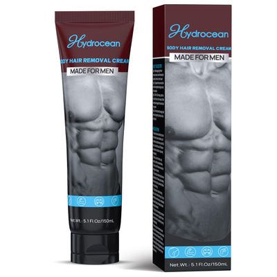 HYDROCEAN Hair Removal Cream for Men, Body Depilatory Cream No Irritation to Skin Painless Hair Removal Gel for Unwanted Hair, All Skin Types 150ml / 5.1 fl.oz - 3Pack
