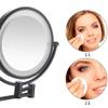 8 Inch Bathroom Mirror Wall Mounted Black, USB Rechargeable Makeup Mirror Two Sided 1X/5X Magnifying Adjustable LED Light Touch Screen Shaving Mirror 360 Swivel Vanity Mirror view 2