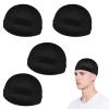 4 Pcs Wave Cap,Silk Wave Sleep Hair Cap for Black Men, Mens Night Elastic Band Satin Skull Caps Unisex Shower(Black) view 1