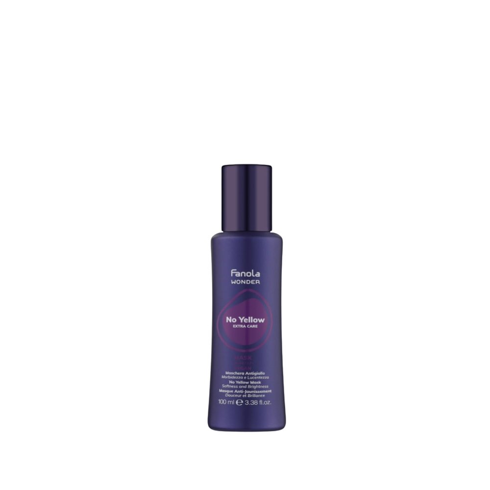 Fanola Wonder No Yellow Purple Hair Mask - Acidic pH Deep Conditioning Hair Mask for Blonde, Bleached & Grey Shades - Intense Violet Pigment Neutralizes Brassy Tones (3.38 Ounce)