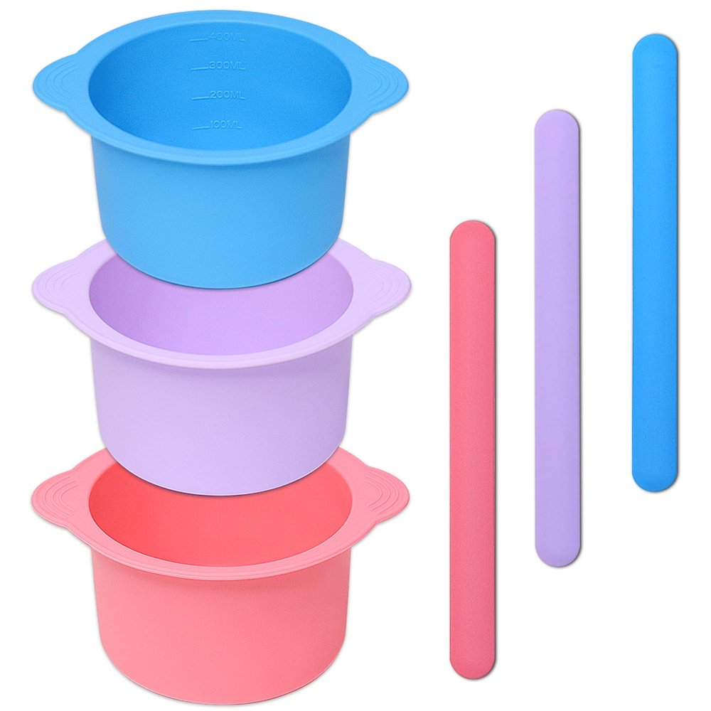 3PCS Silicone Wax Warmer Liner, Reusable Silicone Wax Pot Liner with 3 Pcs Silicone Wax Sticks, Melt Warmer Wax Pot Replacement, Wax Melt Liners