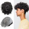 Healthlif Curly Hair Toupee For Men Remy Human Hair System Mens Toupee PU Ingection Mens Hairpiece 25MM #1 Jet Black view 1