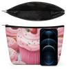 HEBVNJF Travel Makeup Bag Portable Cosmetic Bag Pink Donut And Cupcake Makeup Storage Bag for Women/girl view 3