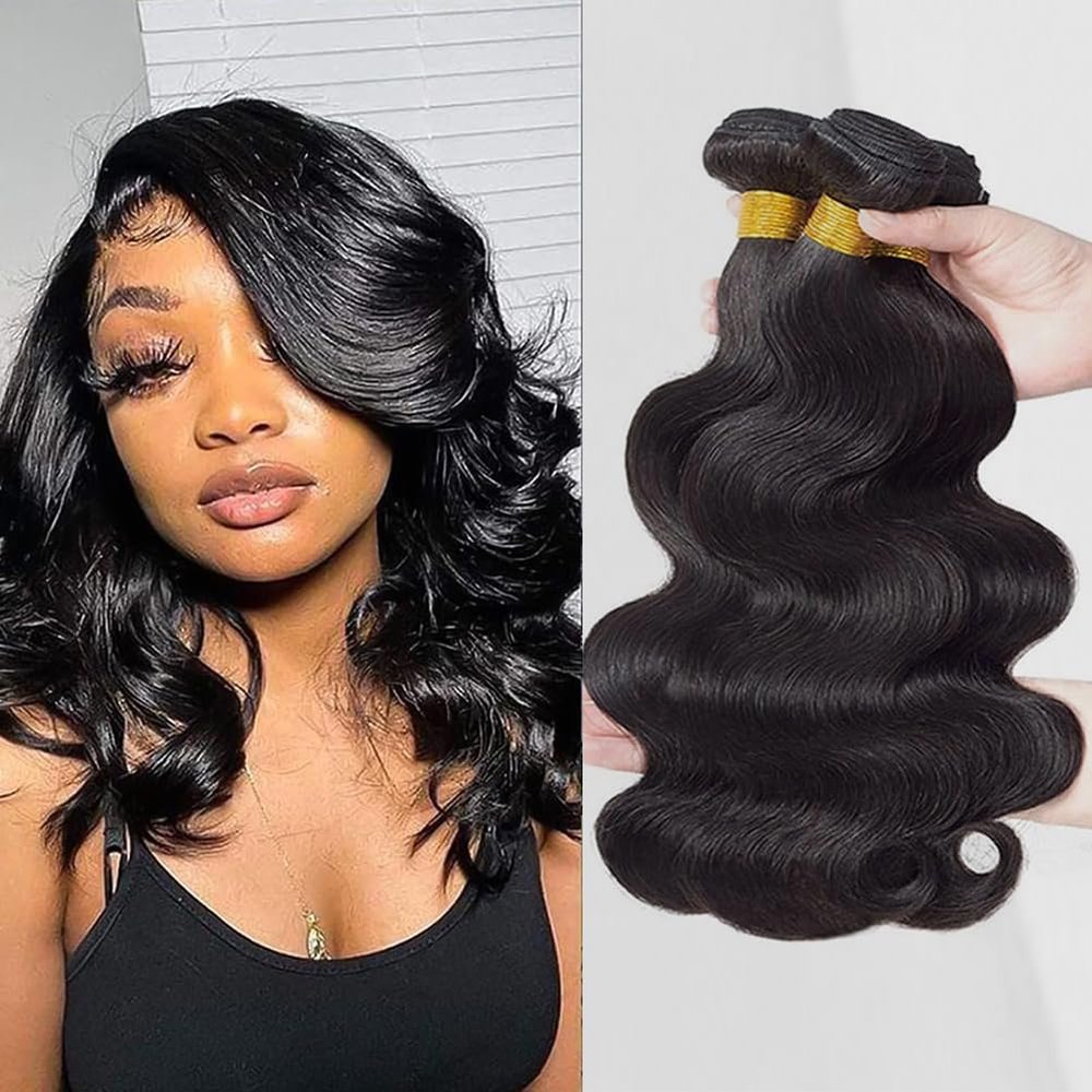 12A Body Wave Bundles Human Hair 10 12 14Inch Brazilian Human Hair 3 Bundles Human Hair Extensions for women Natural Black