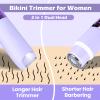 Electric Bikini Trimmer for Women, Electric Razors for Women Glow Aura Womens Shaver, Quiet Dual Head Waterproof Cordless Rechargeable Painless Trimmer for Underarms, Legs, Body (Purple) view 2