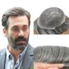 Toupee for Men Hairpieces Replacement System All V-loop 0.04mm Ultra Thin Skin Mens Toupee Human Hair Piece Gray Hair Units Wigs for Men #1B50 Off Black+50% Gray-100% Light to Med-Light Density 6"X8" view 1