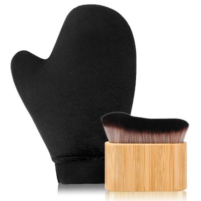 2 in 1 Tanning Mitts Self Tanner Mitt Applicator Self Tanning Mitt and Brush,Tanning Gloves for Self Tan Mitt Applicator Kit Self Tanner Brush Self Tanning Kit for Lotion,Sunless,Spray Tan,Face,Body