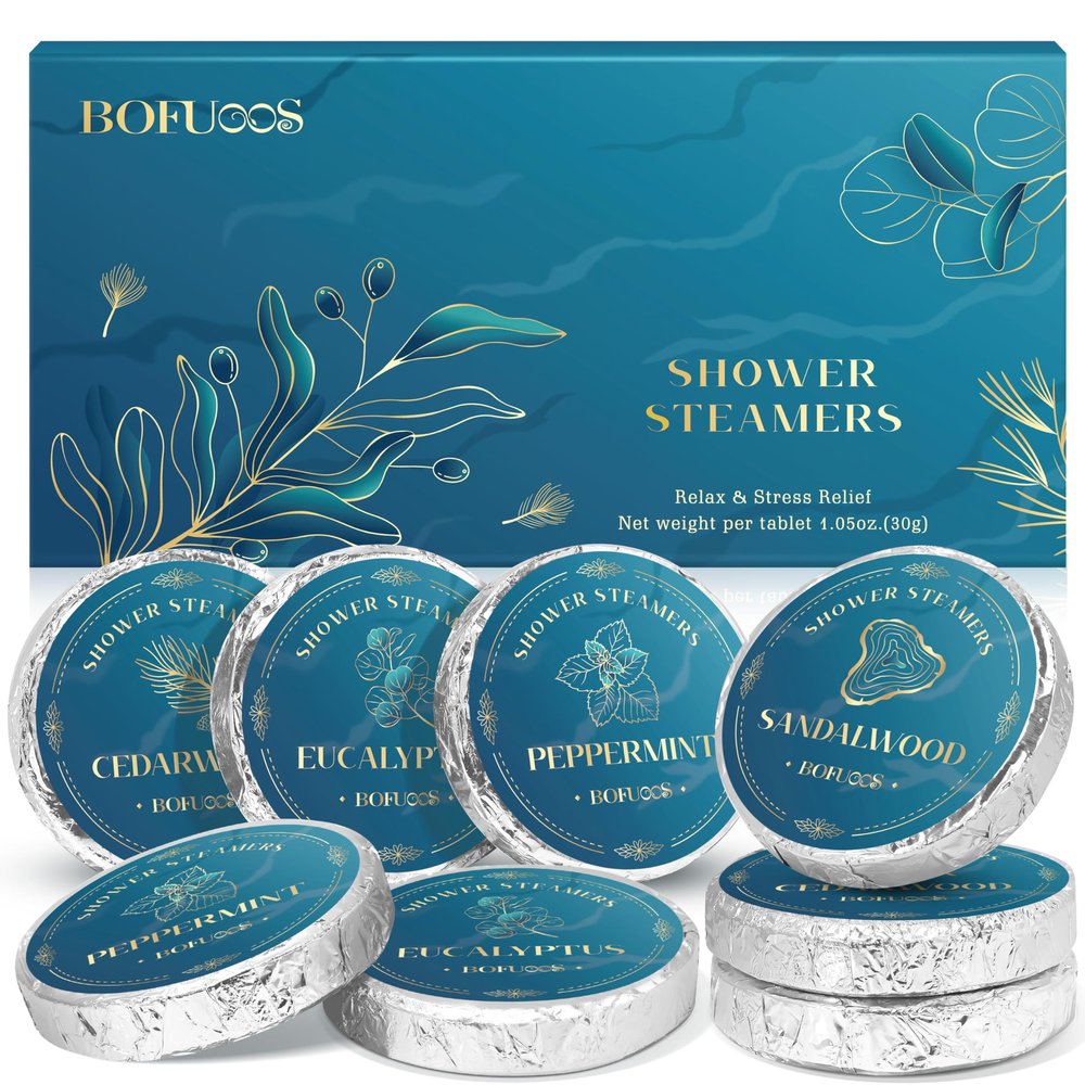 Bofuoos Shower Steamers Aromatherapy, Valentines Day Gifts for Him, Birthday Gifts for Men Boyfriend Dad Teen Boys, SPA Self Care Relax Natural Essential Oils Bath Bombs