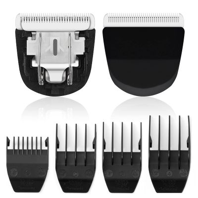 2 Pack Professional Peanut Replacement Blade, 4 Professional Peanut Clipper GuardsPrecision - Ground for Smooth Cutting Snap-On Compatible with Wahl Peanut Clippers & Trimmers #2068-300, Black/Silver