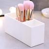 2 Pack of 3 Compartment Makeup Organizer Acrylic Multi-Purpose Makeup Brush and Cosmetic Holder Storage Display Case (White) view 3