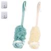 2-Piece Set of Back Brush Scrub Shower Scarves, Long Handled Shower Brushes, Shower Body Brushes with Shower Net Sponge Soft Mesh, Used for Exfoliating and Removing Dead Skin (Green and Beige) view 1