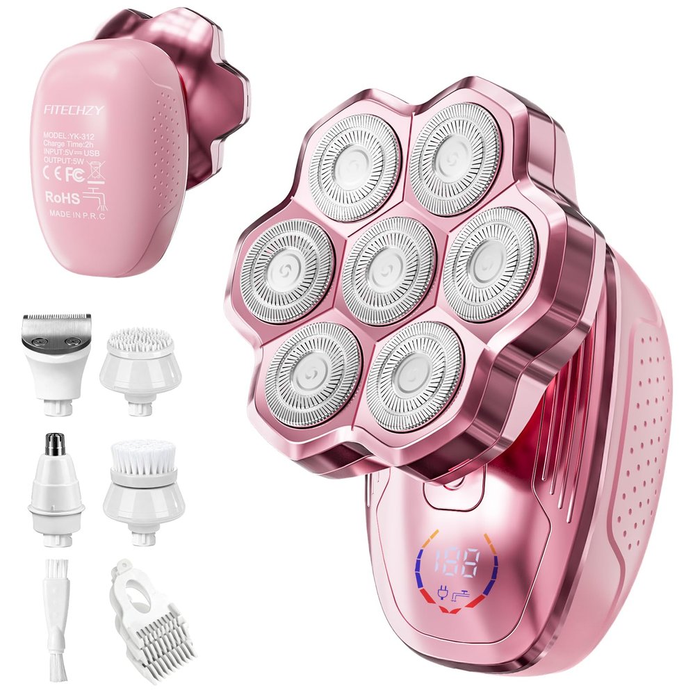 Electric Razors for Women Legs, 5-in-1 Electric Shaver for Women & Body Shaver, Waterproof Wet/Dry 7-Blade Womens Electric Shaver with Womens Facial Hair Shaver for Lady Face Underarms Public