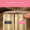 GOO GOO Genius Clip in Hair Extensions, 16inch 120g 7pcs, Seamless PU Clip in Hair Extensions, Virgin Real Human Hair, #P16/22A Light Blonde Highlighted Golden Blonde view 2
