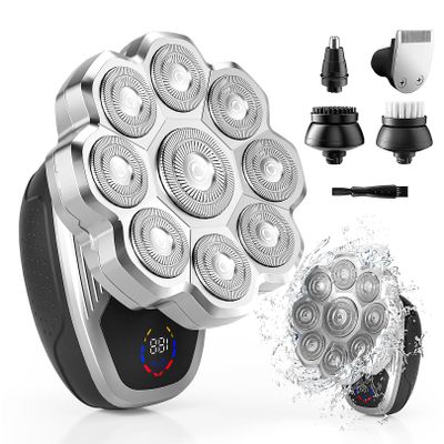 Electric Razor for Men,Head Shavers for Bald Men,5-in-1 Electric Razors with Wet & Dry Bald Head Shaver,9D Floating Head Shaver Comes with Magnetic Detachable Blades