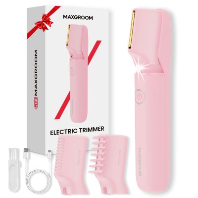 MAXGROOM Electric Razor for Women Pubic Hair - Painless Body Trimmer with LED Light & IPX7 Waterproof, Gentle Bikini Hair Removal for Intimate Area Legs & Armpits (Pink)