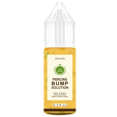 0.5oz -100% Natural Piercing Bump Solution & Keloid Bump Removal Drops (with 20 Cotton Swabs), Professional Piercings Aftercare Oil to Relieve & Reduce Appearance of Keloid/Scar on Nose, Ear & Belly