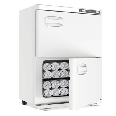 Hot Towel Warmer SalonDepot 46L Large Capacity Spa Towel Warmer with Double Cabinets for Salon, Barber Shop, Massage & Facial (White)