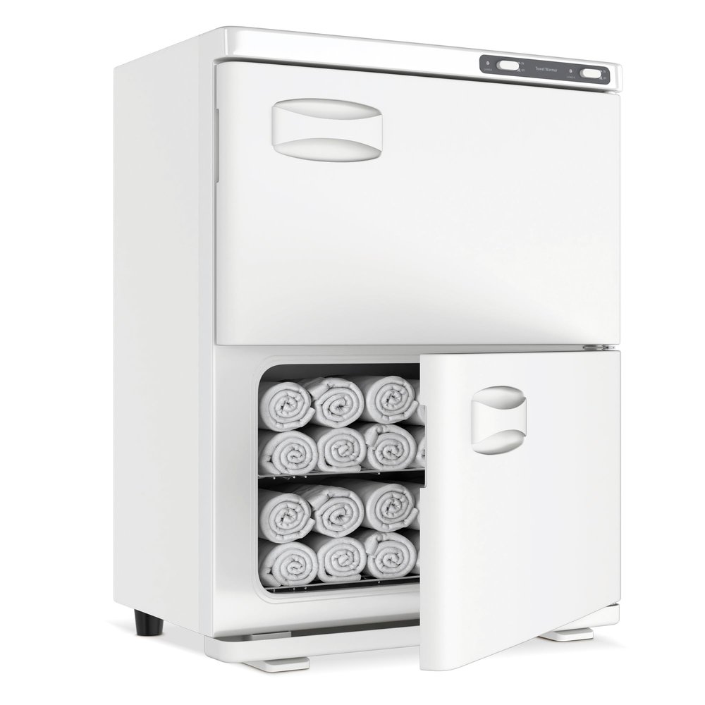 Hot Towel Warmer SalonDepot 46L Large Capacity Spa Towel Warmer with Double Cabinets for Salon, Barber Shop, Massage & Facial (White)