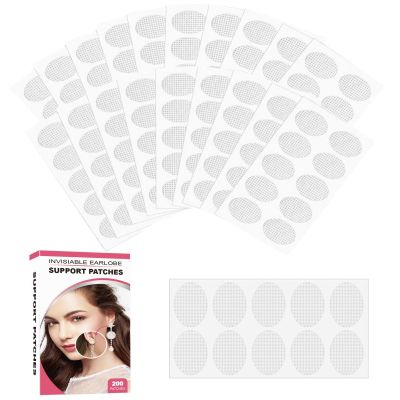 Earring Support Patches - 200 Pcs Clear Ear Lobe Support Patches for Earrings, Earring Backs Lifters Replacements Stickers for Heavy Earrings Droopy Ears, Protects Healthy Ear Lobes from Tearing