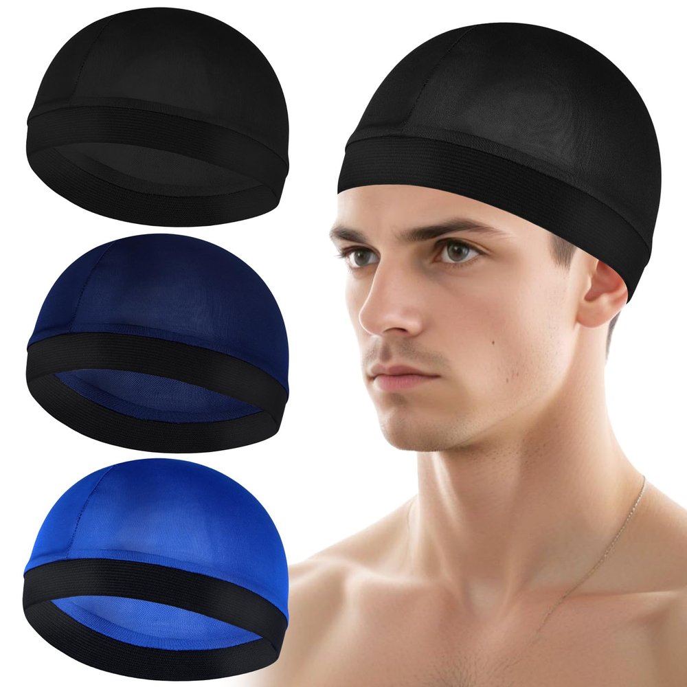 3Pcs Wave Cap Silky Elastic Band Caps Soft Breathable Hair Wrap Satin Sleeping Shower Cap Hair Bonnet for Sleep Unisex Beanie Caps Beanies Hats Shower for Men Women Athletes Hip-hop Lovers