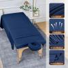 4 Sets Premium Microfiber Massage Table Sheets Set, 3 Piece Set Ultra-Light Massage Table Cover, Soft Massage Sheets Sets Include Flat Sheet, Fitted Sheet, and Massage Face Rest Cover, Blue view 2