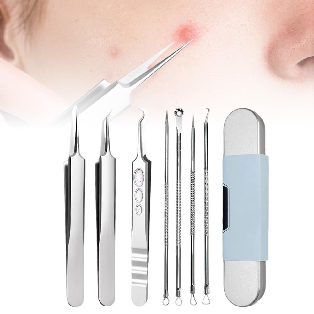 2025 Medical Grade Blackhead Extraction Tool Kit, Professional Facial Blackhead Remover Tweezers, Grade Extractor Tool for Removal Black Heads, Whiteheads, Pimples, Blemishes and Pimples
