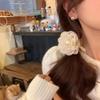 2Pcs Beige Rose Lace Elastic Hair Ties with Pearl Large Ponytail Holders Faux Pearls Floral Hair Ropes Headwear Scrunchies French Rubber Band Hair Accessories view 3