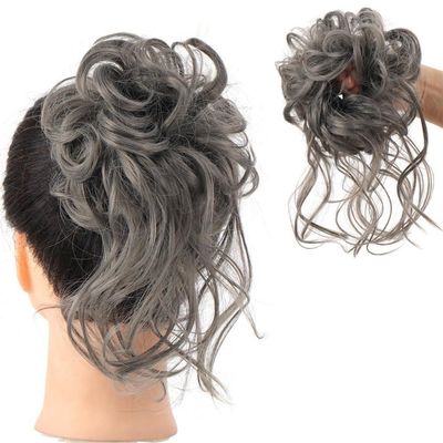 QIXUEZHENG Hair Bun, Fluffy No-Scrunch Puff Buns Hair Bands for Effortless Updo Styling Women's(Gray)