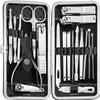 BesPick 19 Pieces Fingernail and Toenail Professional Manicure Pedicure Nail Clippers Set Stainless Steel Nail Cutter Scissors Grooming Kit with Luxurious Travel Case (Black) view 1