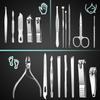 BesPick 19 Pieces Fingernail and Toenail Professional Manicure Pedicure Nail Clippers Set Stainless Steel Nail Cutter Scissors Grooming Kit with Luxurious Travel Case (Black) view 3