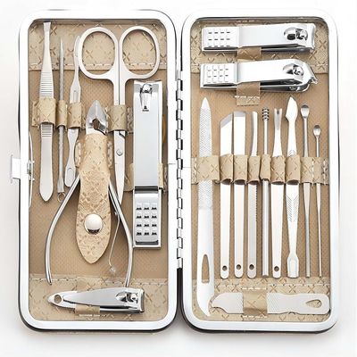 BesPick 19 Pieces Fingernail and Toenail Professional Manicure Pedicure Nail Clipper Set Stainless Steel Nail Cutter Scissors Grooming Kit with Luxurious Travel Case (Gold)
